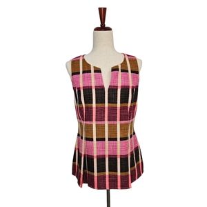 Julie Brown NYC Sloane Plaid Sleeveless Top Office Career Size 10